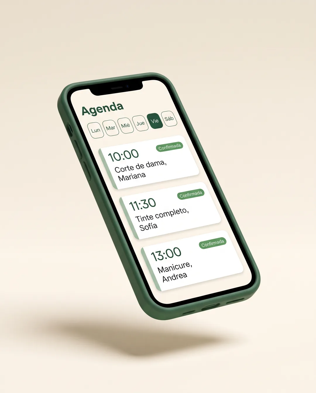 Agenda de citas confirmadas en un teléfono
